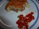 Turkey Teriyaki Burger and roasted tomatoes(Amy