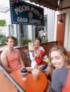 Our daily coffee break in Vineyard Haven.  I bought some coffee for the new percolator!