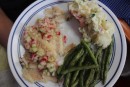 Tilapia with relish, potato salad and roasted green beans...I cook a lot!