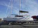 Lagoon 42 on the hard: Another Lagoon 42 being prepped for launch