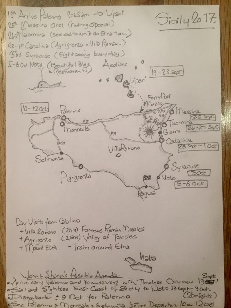 You know you are dealing with a retired Land Surveyor General when you ask them what they would like to do in Sicily and you get this: Beautiful Map