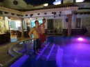 Matthew and Deric, braving the pool at the bed and breakfast