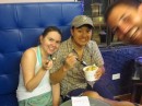 Victoria and Deric (with a Matthew photo bomb) eating froyo in Todos Santos