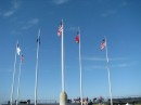 Flags flying over Fort Sumter. 