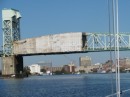 Lift bridge - 65ft clearance that can be raised to 135 feet.  