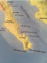 Baja Sur. X marks the isla.