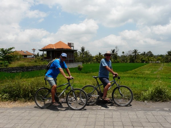 Steve and Michael rented bikes and went for a ride through the rice paddies