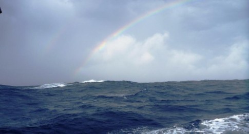 rainbows at the occluded front and 25 knots of wind, still sailing upwind!