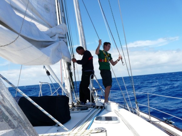 male bonding on the foredeck