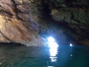 Light shimmering from cave exit