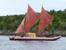 Traditional tongan sailing boat, modern build, on its way to Niue