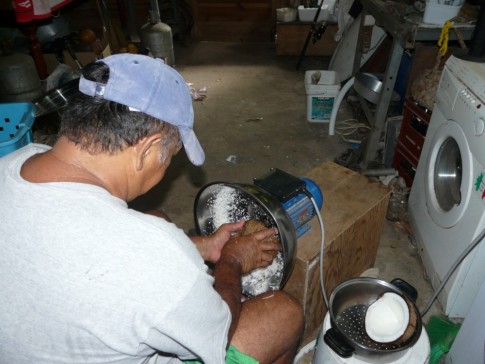 coconut grinder, operated by Edward