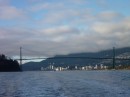 The lions gate bridge takes you to the mountains for an afternoon of skiing after a morning of sailing.