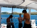 In the tropics we take all our showers off the back of the boat
