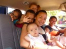 a pick up truck with no less than 6 kids, youngest is 3 months, oldest 5!