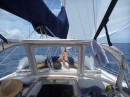 Emily enjoys a photo op sailing our Code Zero.