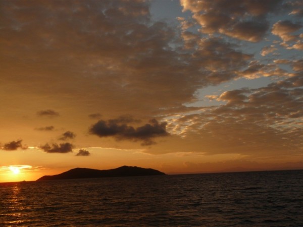 Sunset are often beautiful here against the backdrop of the volcanic islands