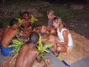 Preparing for the Kava ceremony, 3 claps then drink