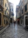 Walking through the narrow streets in Corfu
