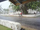 a downpour during our bike tour of Rarotonga