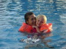 Debby and Ilana at Raiatea Lodge, a goodbye swim...