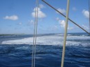 The reefs of Mopelia were just a few feet form the side of the boat as we slipped through the "Passe"......