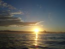 sunrise on a calm ocean, somewhere West of Mopelia