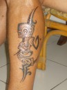 Mikes Tiki tatoo, a souvenir of Nuku Hiva