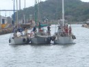 We rafted with two other boats for the transit of the Panama canal locks.  It took 2 days to make the transit, with one night spent at a mooring on Gatun Lake, not far from where Mike spent part of his childhood.
