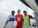 Mike with his new friends from Barikat Bay who helped with fuel and water