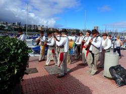 this troupe of musicians serenaded the fleet as they left port