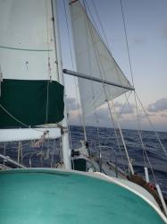 we rolled in the genoa as the winds got stronger, and at night to reduce the motion