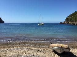 We landed our dinghy on a sandy beach at Cala Tuent, Mallorca