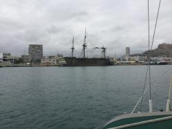 Alicante, a replica of a Galleon gunship that lost its mast