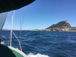 After a turbulent crossing of the Straits we approached Gibraltar from Morocco
