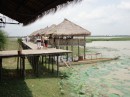 gazebo huts along the Mekong River