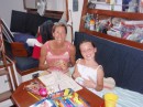 Debby and Sophie making Vanentine Cards