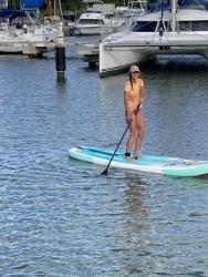Debby paddleboarded around the marina in Rodney Bay St Lucia