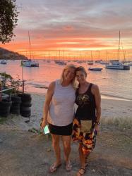 Diane and Debby on the beach at Carriacou