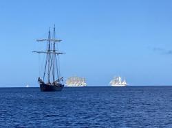 Its not often we see three square riggers at the same time,  this picture off Dominica