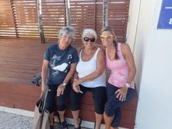 Yoga pals Sue, Marsha, and Debby at Rodney bay Marina, St Lucia
