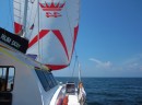 We were able to fly the spinnaker several times on the way up the coast.