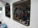 At work in the galley.