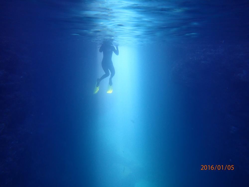 Annette finds a beam of light while snorkeling with the sea lions at Las Islotes, just north of Espiritu Santo. 