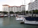 The marina in Penang. Many of the marinas  in Malaysia and Thailand are attached to big developments as kind of window dressing and a place to promenade. It