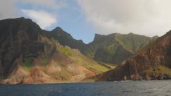 South side of Robinson Crusoe Is. : This island constantly reminded us of the Napali coast of Kauai.