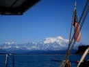 A relatively uneventful 2 days to Icy Bay and we find ourselves at anchor with the 18,000 foot Mt. Saint Elias as a backdrop. The whole Saint Elias and Fairweather ranges that line the seacoast between PWS and Southeast Alaska are all the more impressive as they rise to heights of 15,000 to nearly 20,000 feet right off the beach.