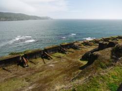 In 1645 the Spanish began building fortresses with gun batteries to protect the entrance of Bahia Corral. 