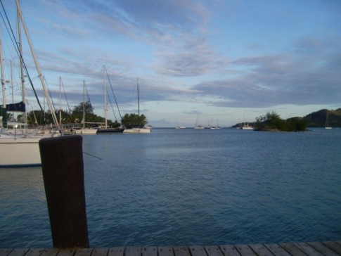 Looking out of the marina towards the boats
