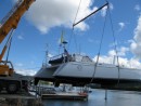 Zen being hauled out for regular maintenance at Friendship Yachts and Dockland 5 in Whangarei, NZ